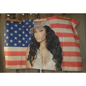 Beautiful Nicki Minaj Portrait Big American Flag /  Poster  56 X 33